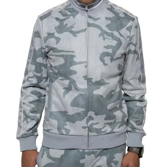 NWT Sean John Faux Suede Gray Camo Men's 3X Logo Taping Track Jacket - Picture 15 of 15